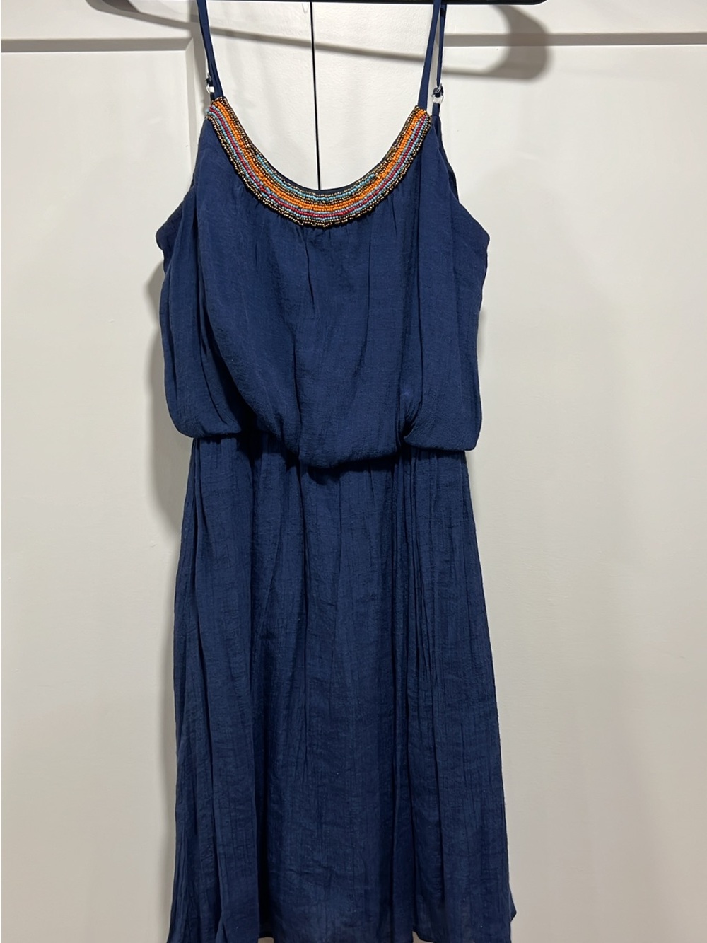 Kohl's Navy Sundress with Multicolor Beaded Neckline